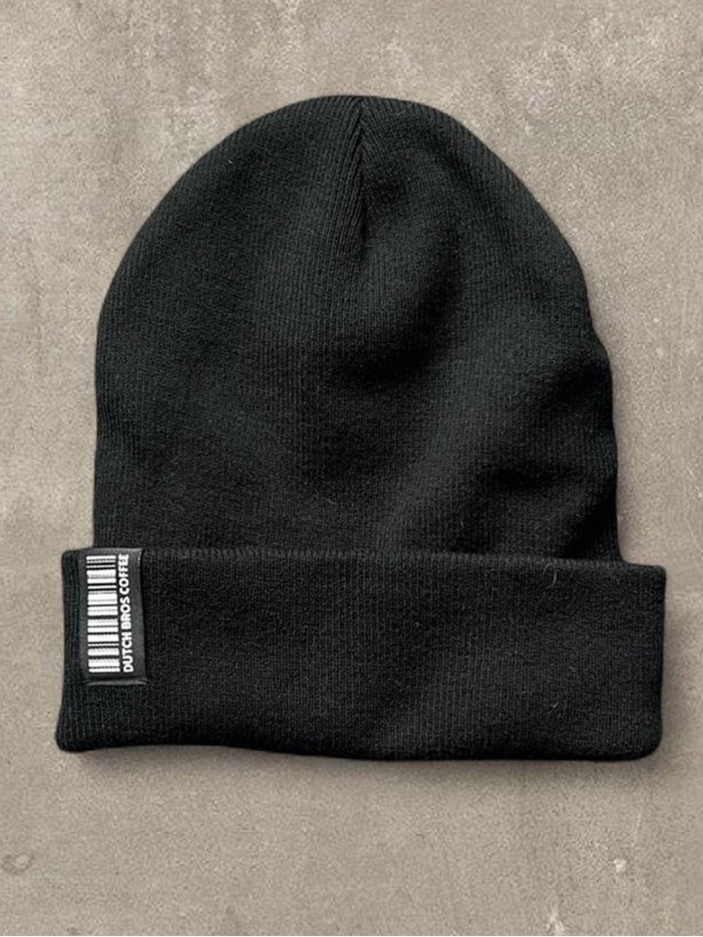 Dutch Bros Black Beanie with Barcode Patch